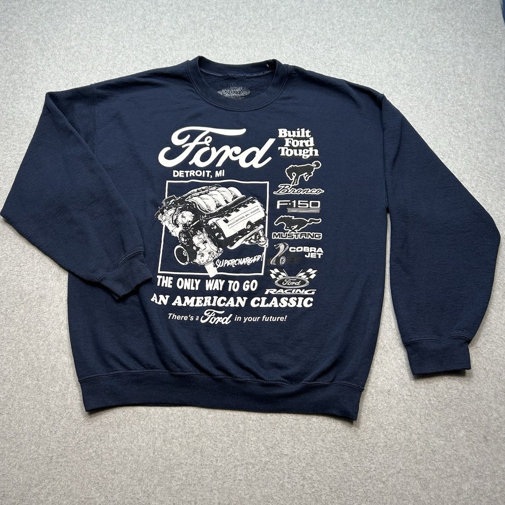 Ford‎ Logo Retro Built Ford Tough Men's Sz L Pullover Sweatshirt Long Sleeve